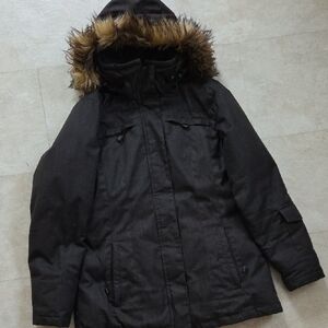 Charcoal Grey Hooded Parka with Faux Fur Trim